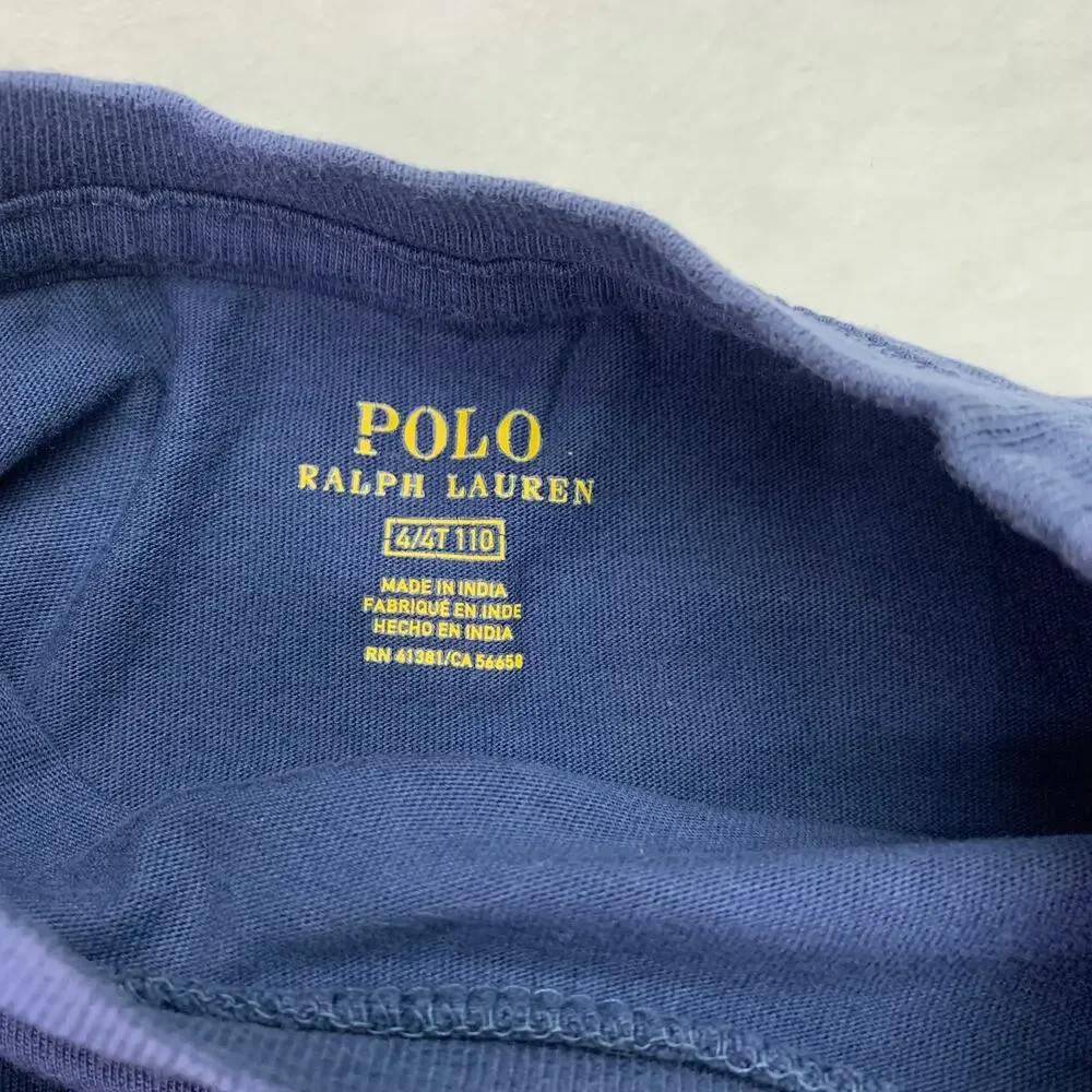 Polo Ralph Lauren Boys 4T Big Pony Embroidered Navy Blue Tee T Shirt Cotton